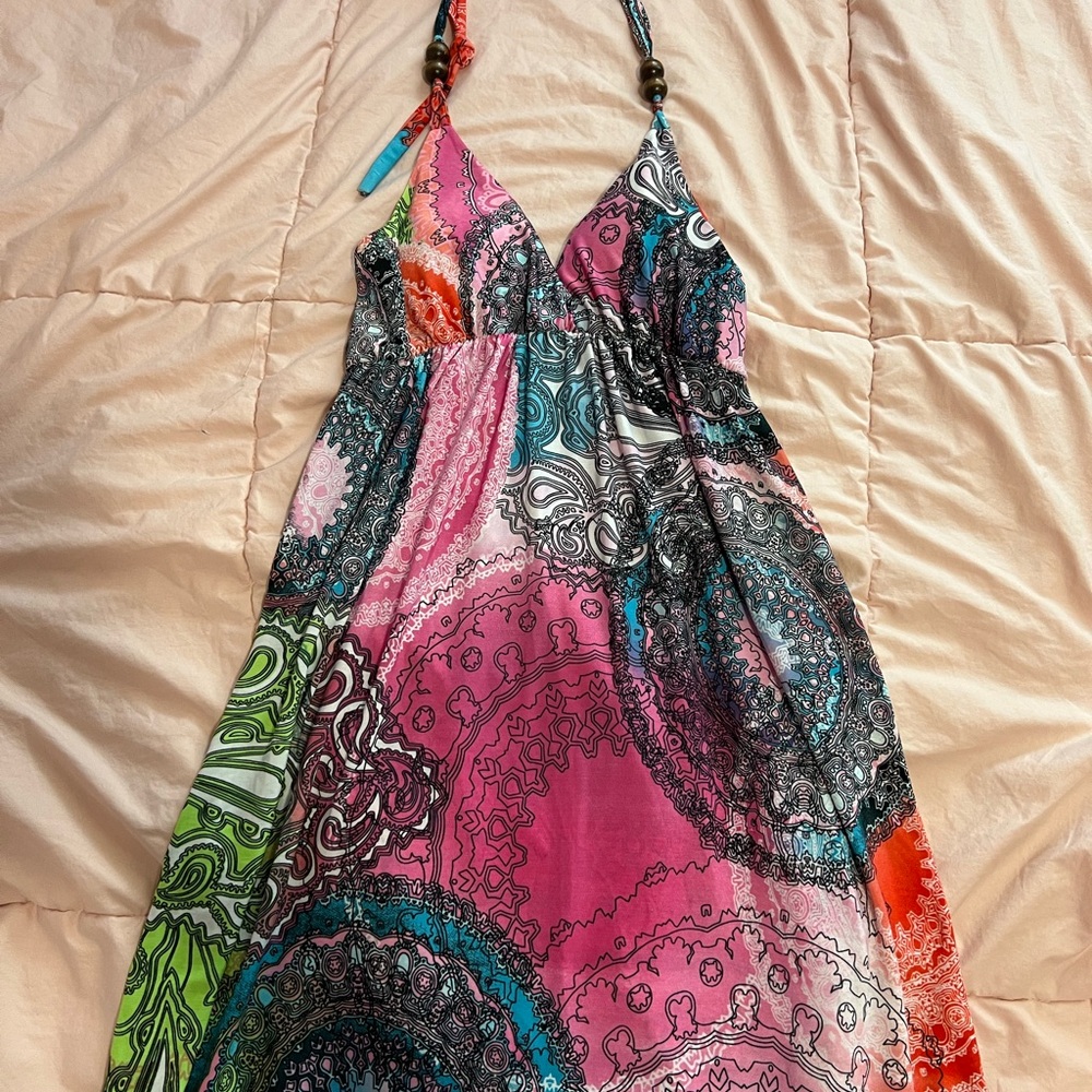 y2k Colorful Halter Dress